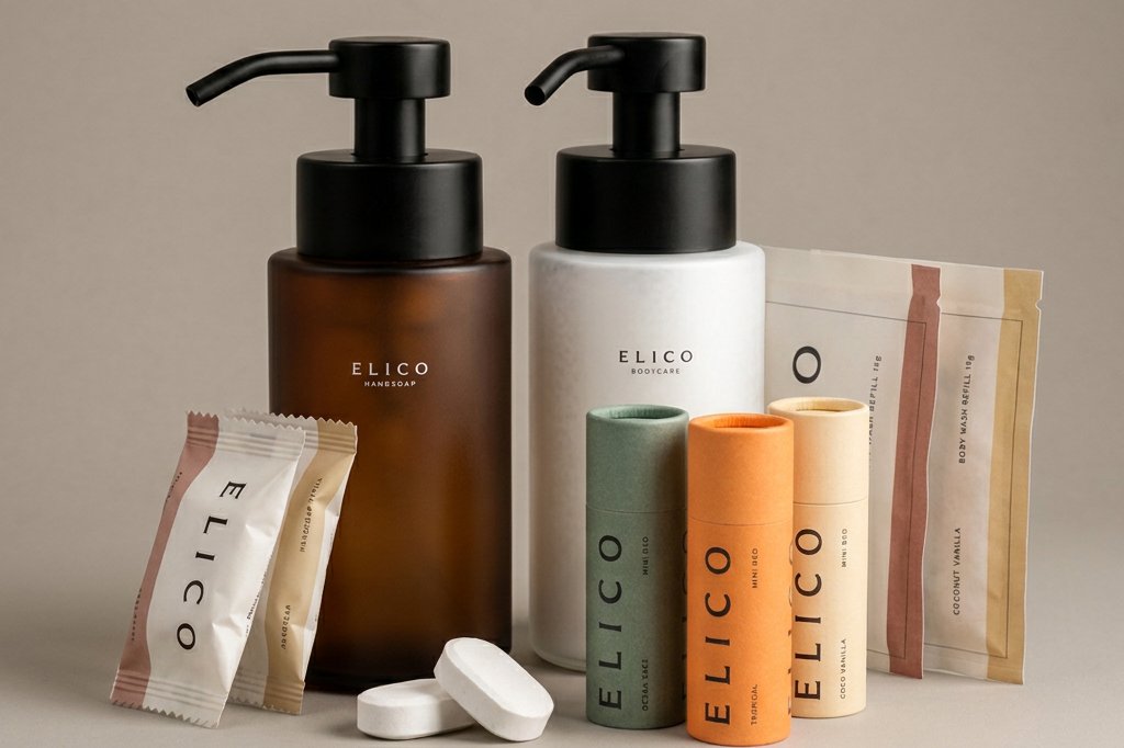Amber and frosted dispenser with refills and Mini Deo