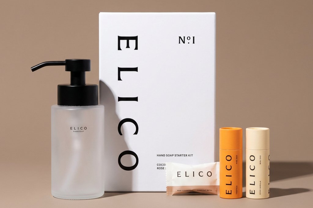 N°1 Starter Kit box with frosted dispenser and refills